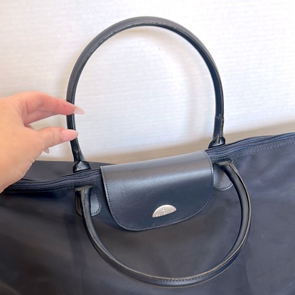 Samsonite navy nylon/ Leather weekender foldable duffle bag - Picture 4 of 16